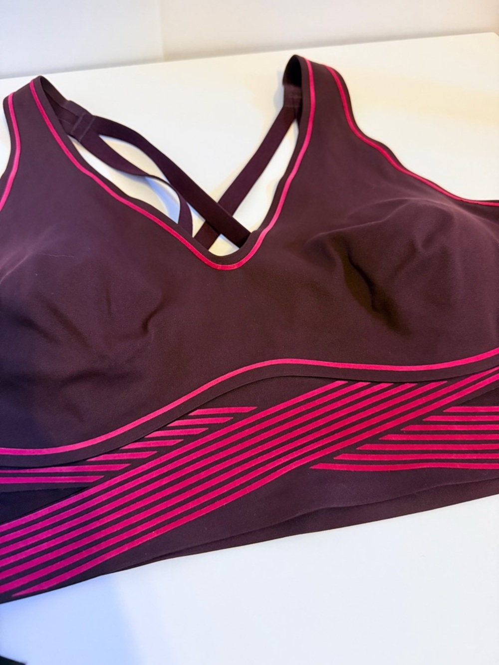VSX Plum Sports Bra with Pink Velvet Trim